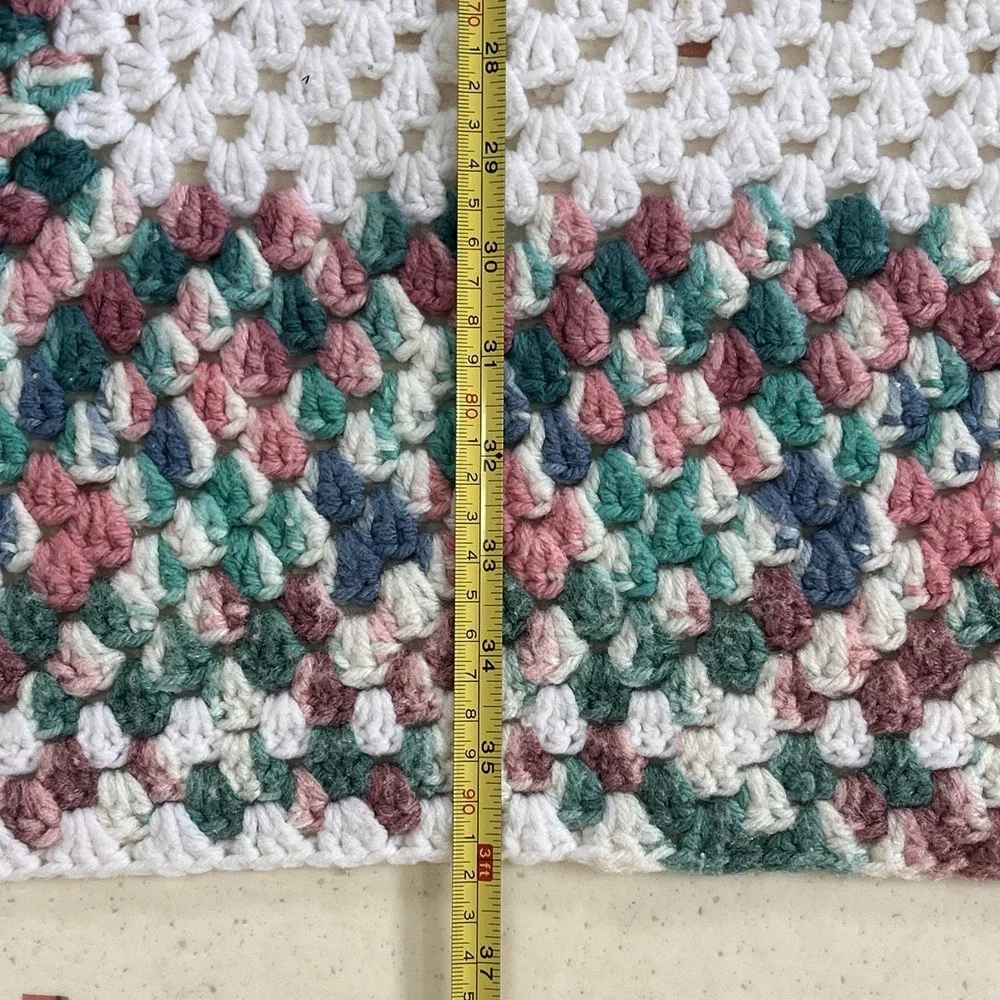 Handmade Vintage Crochet Baby Lap Afghan Blanket Throw 35